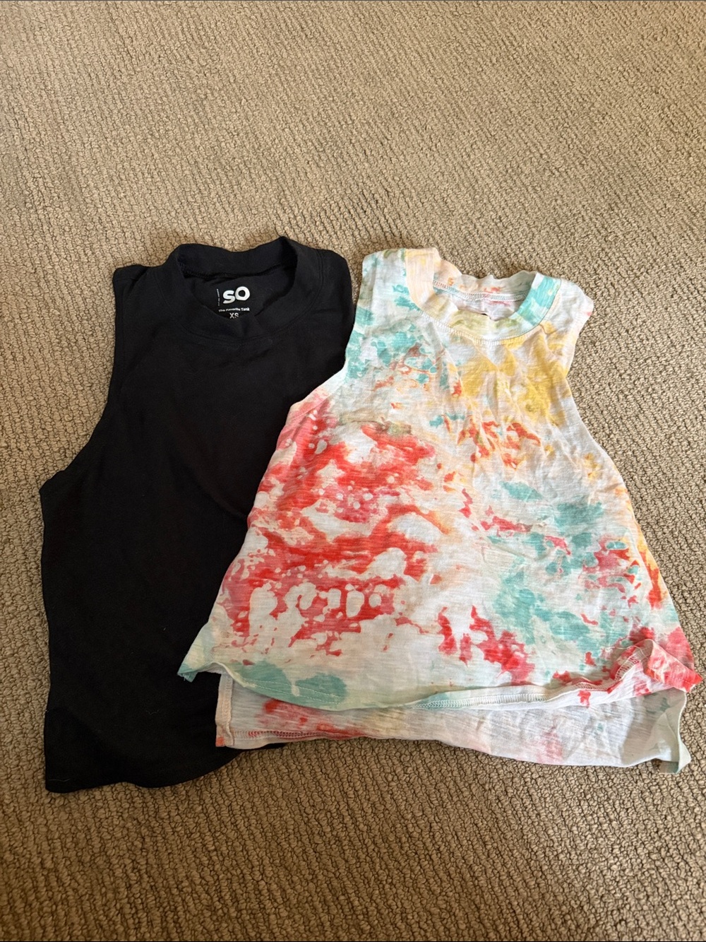 SO Black Tank and SO Tie-Dye Multicolor Crop Tank